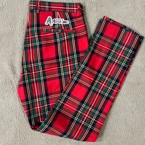 Royal & Awesome Stewart Tartan Plaid Flat Front Golf Pants Trousers 34x32